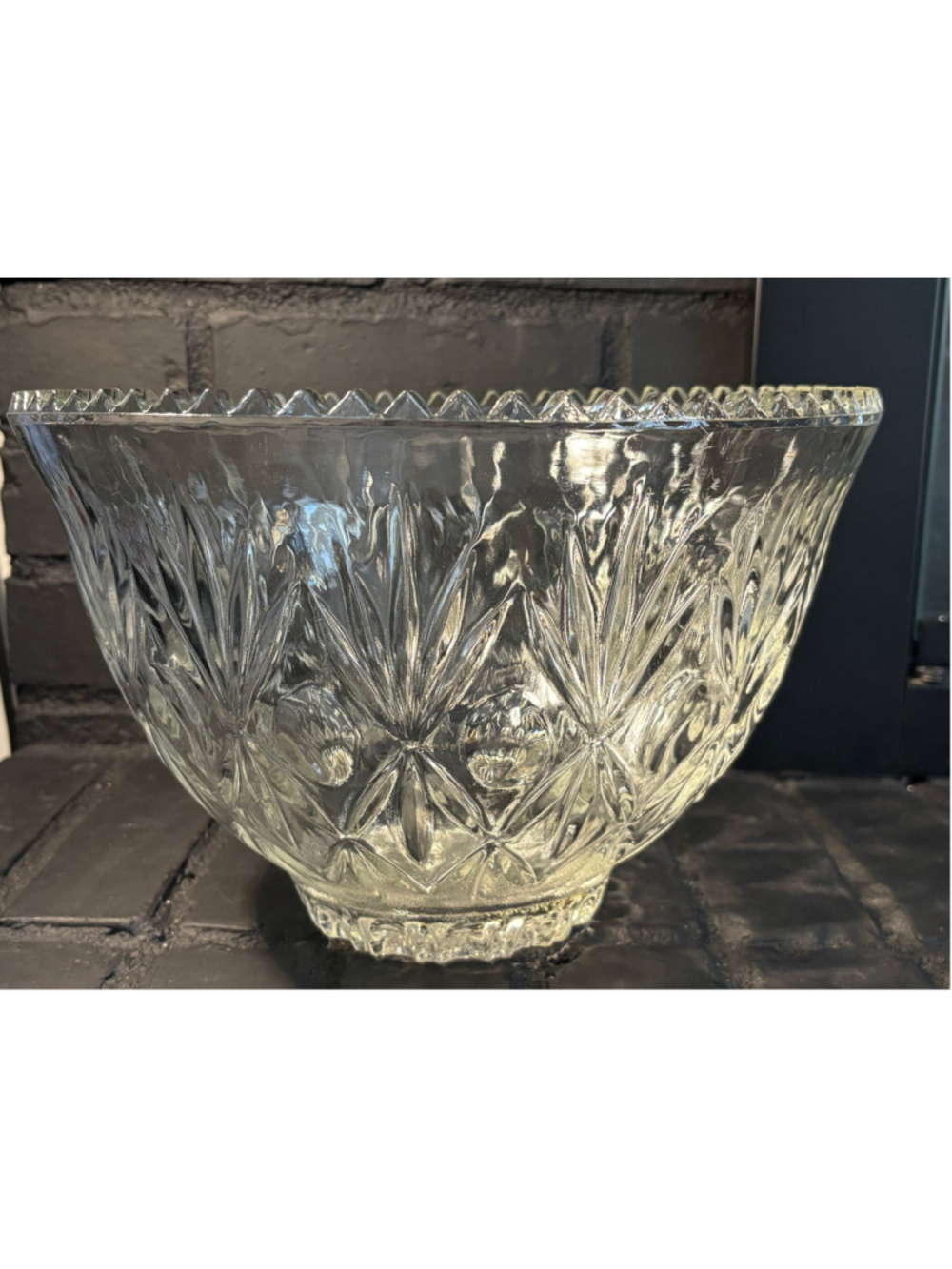 Vintage Crystal Glass Serving Bowl One Size Clear